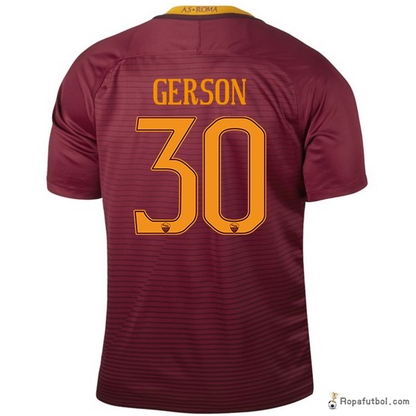 Camiseta As Roma Replica Primera Ropa Gerson 2016/17 Rojo